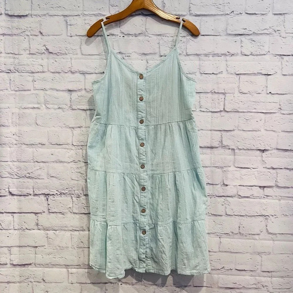 PatPat‎ Blue Sleeveless Tiered Button Detail Swing Dress - Picture 1 of 9